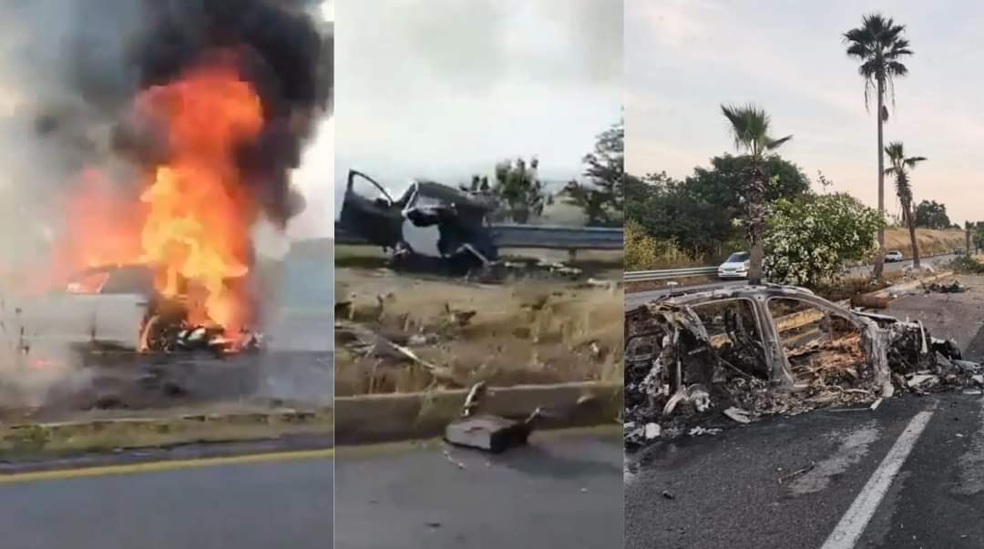 Terrible accidente en la Cuernavaca-Acapulco deja dos muertos calcinados en Porsche