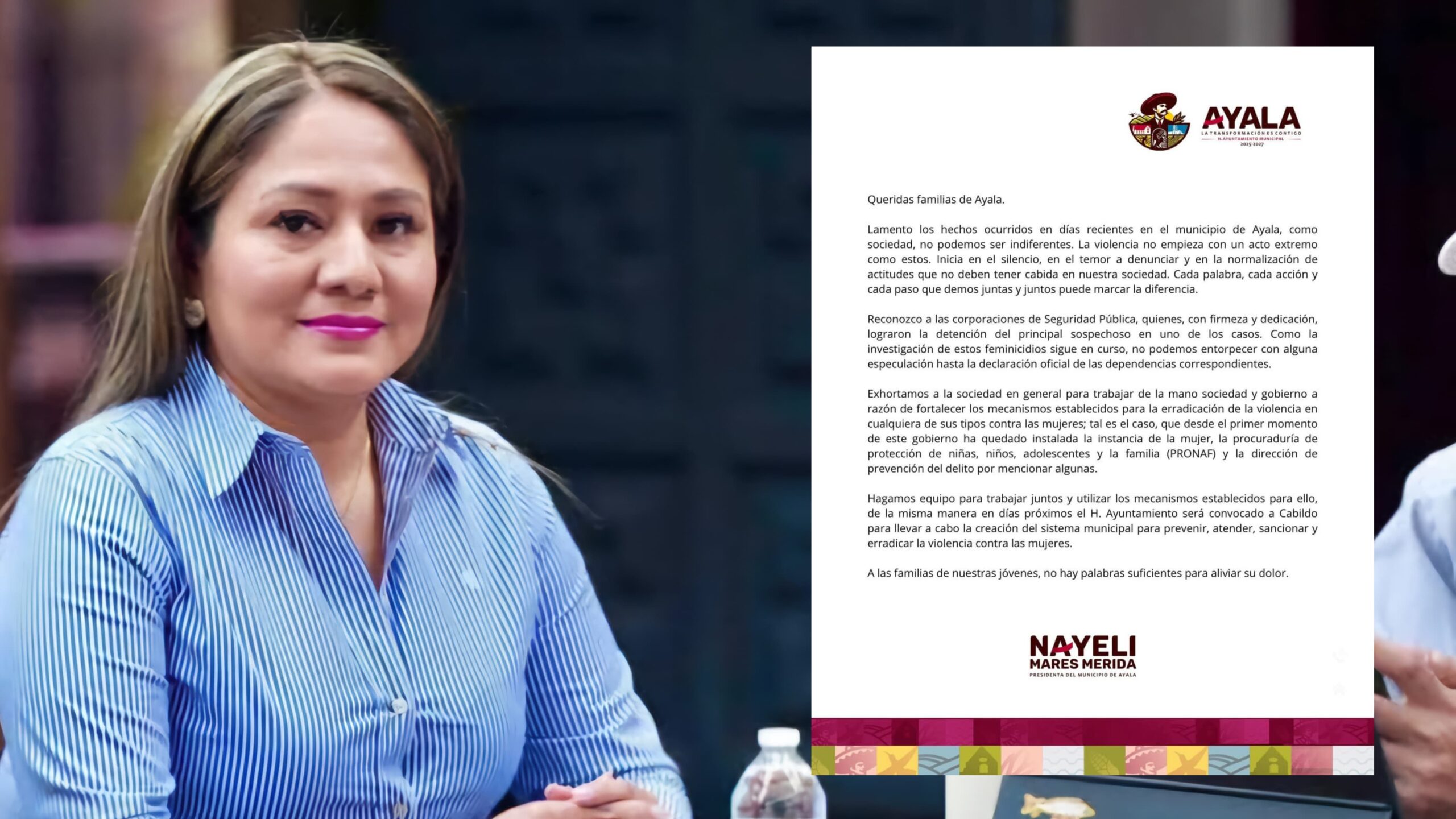 Ayuntamiento de Ayala condena feminicidios registrados y llama a la unidad