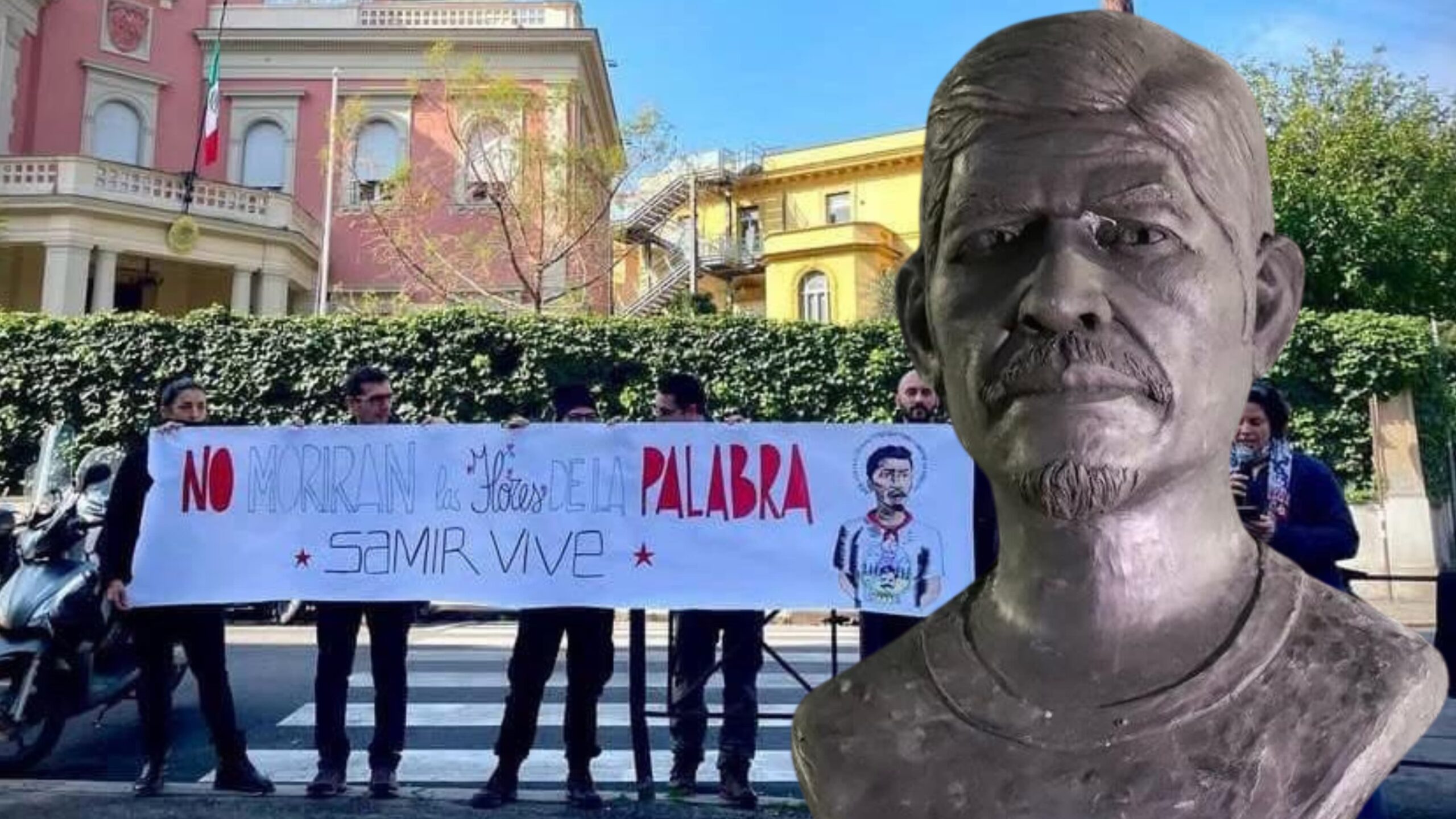 Instalan bustos de Samir Flores en la UNAM y en Italia