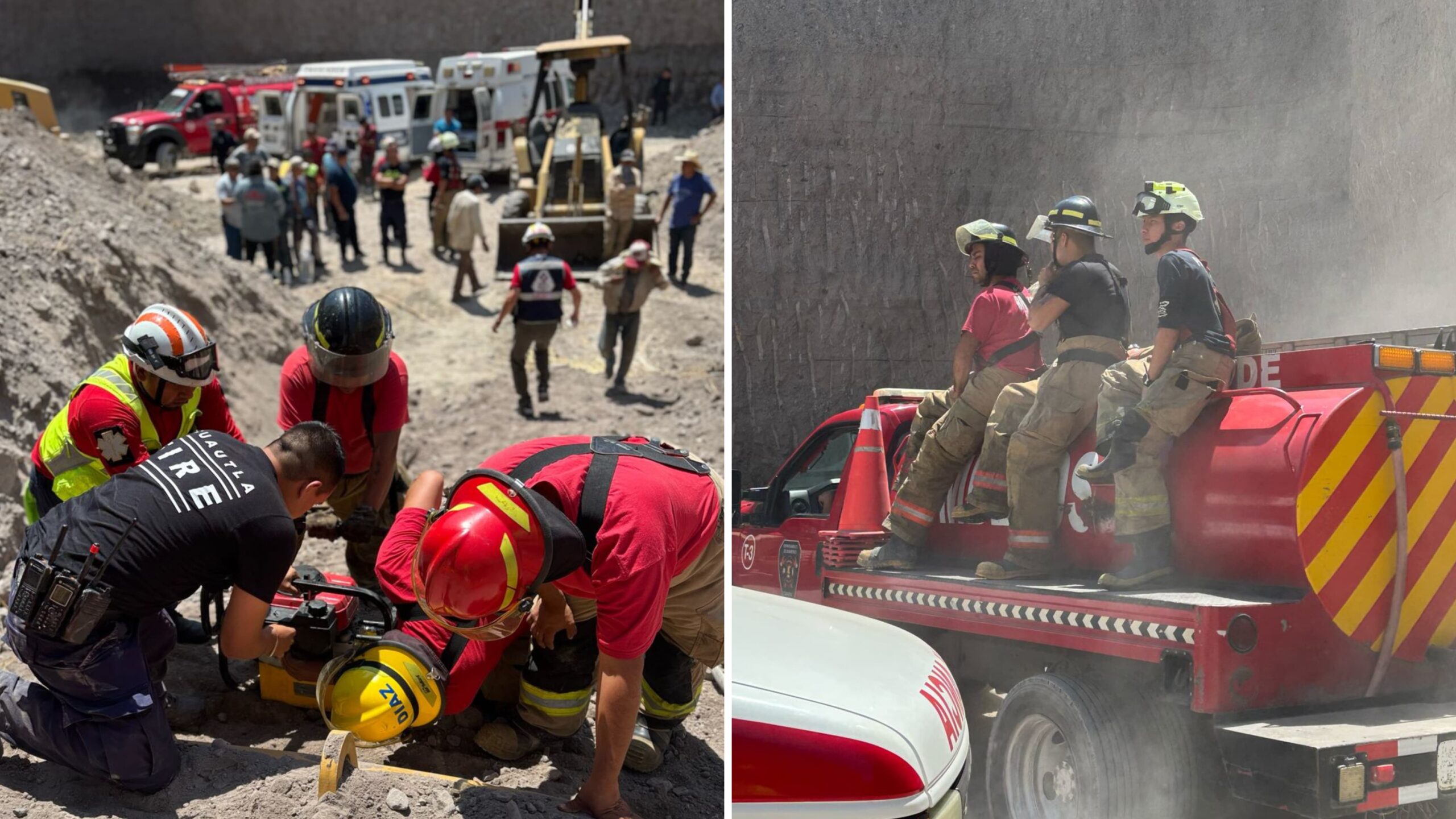 Bomberos de Cuautla rescatan a una persona atrapada en una mina de arena